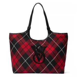 Victoria's Secret Plaid Tote, Red / Black
